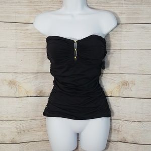 Carmen Marc Valvo Black Cruise Tankini Top Sixe XS